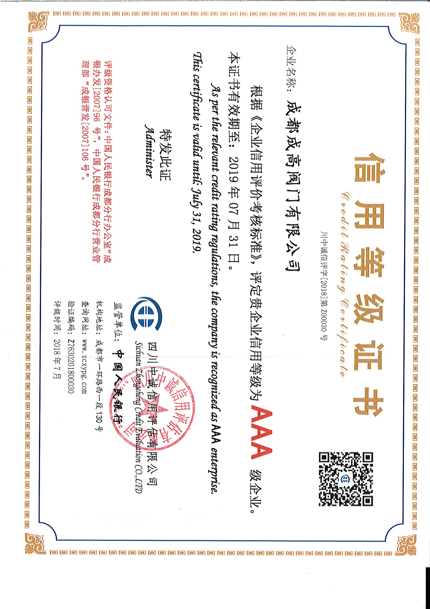 银行信用等级证